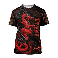 Männer Dragon Shirt Ritter Rüstung 3D Bedruckt Hipster Sommer Casual Kurzarm Tops TX0161,Fire Dragon,7XL von BBYOUTH