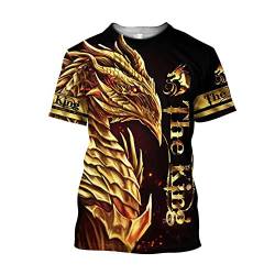 Männer Dragon Shirt Ritter Rüstung 3D Bedruckt Hipster Sommer Casual Kurzarm Tops TX0161,The King,3XL von BBYOUTH