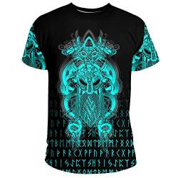 Nordischen Mythologie Thema T-Shirt 3D Bedruckter Odin Tattoo Paare Sommer Kurzarm Cosplay Kostüm Vikings Fanartikel (11 USA Größe),All Father,XL von BBYOUTH