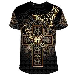 Nordischen Mythologie Thema T-Shirt 3D Bedruckter Odin Tattoo Paare Sommer Kurzarm Cosplay Kostüm Vikings Fanartikel (11 USA Größe),Hugin Munin,4XL von BBYOUTH