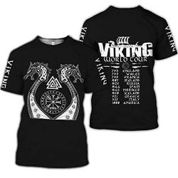 Wikinger T-Shirt, 3D Bedruckter Nordischer Mythos Thor Hammer Fenrir Wolf Tattoo Kurzarm Cosplay Shirt (11 USA Größe),Viking,6XL von BBYOUTH