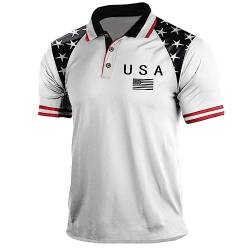 BBauer Herren Golf Poloshirt Sommer USA Flagge Aufdruck Freizeitkultur Kurzarm Polo Tshirts Farbe3 3XL von BBauer
