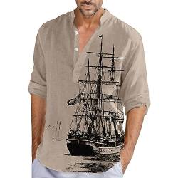 Hawaiian Strand Urlaub Hemd Männer Sommer Segelschiff Druck Stehkragen Pullover Langarm Shirts Farbe3 XL von BBauer