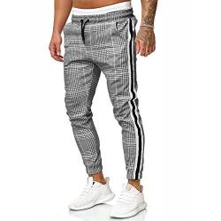 BBring Lange lässige Sporthose für Herren Slim Fit Karohose Running Joggers Jogginghose A4C (L, Grau) von BBring