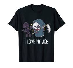 Kawaii Grim Reaper I Love My Job Sensenmann Goth Halloween T-Shirt von BCC Halloween Shirts