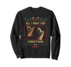 All I Want For Christmas Is A Harp Harfe Ugly Sweater Musik Sweatshirt von BCC Santa's Christmas Shirts & Jolly Gifts