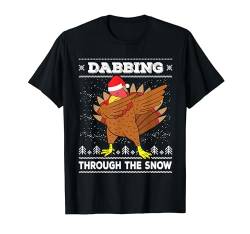 Durch den Schnee tupfen Dab Truthahn hässlicher Weihnachtspullover T-Shirt von BCC Santa's Christmas Shirts & Jolly Gifts