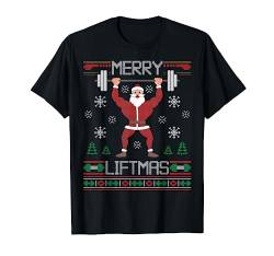 Merry Liftmas Hässlicher Weihnachtspullover, Weihnachtsmann, Fitnessstudio T-Shirt von BCC Santa's Christmas Shirts & Jolly Gifts