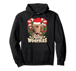 Merry Woofmas Labrador mit Weihnachtsmannmütze Pullover Hoodie von BCC Santa's Christmas Shirts & Jolly Gifts