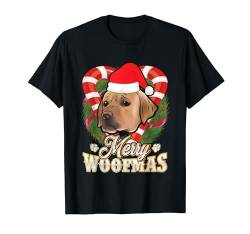 Merry Woofmas Labrador mit Weihnachtsmannmütze T-Shirt von BCC Santa's Christmas Shirts & Jolly Gifts