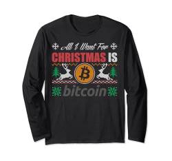 All I Want For Christmas Is Bitcoin BTC Crypto Ugly Sweater Langarmshirt von BCC Santa's Christmas Shirts & Weihnachtsgeschenke