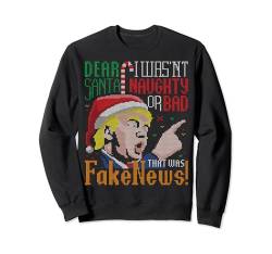 Fake News US President Donald Trump Ugly Christmas Sweater Sweatshirt von BCC Santa's Christmas Shirts & Weihnachtsgeschenke