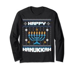 Happy Hanukkah Chanukkah Jüdischer Ugly Christmas Sweater Langarmshirt von BCC Santa's Christmas Shirts & Weihnachtsgeschenke