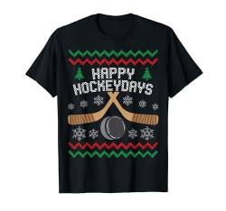 Happy Hockeydays Eishockey Hockey-Fan Ugly Christmas Sweater T-Shirt von BCC Santa's Christmas Shirts & Weihnachtsgeschenke