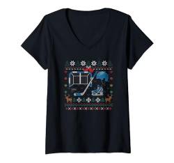 Ice Hockey Ugly Christmas Sweater Eishockey Weihnachten T-Shirt mit V-Ausschnitt von BCC Santa's Christmas Shirts & Weihnachtsgeschenke