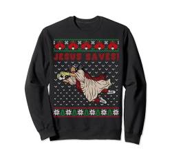 Jesus Saves Fußball Torwart Tor Ugly Christmas Sweater Sweatshirt von BCC Santa's Christmas Shirts & Weihnachtsgeschenke