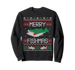 Merry Fishmas Fisch Angeln Angler Ugly Christmas Sweater Sweatshirt von BCC Santa's Christmas Shirts & Weihnachtsgeschenke