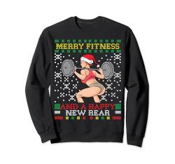 Merry Fitness And A Happy New Rear Miss Santa Ugly Sweater Sweatshirt von BCC Santa's Christmas Shirts & Weihnachtsgeschenke