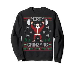 Merry Gainzmas Fit Santa Gym Workout Ugly Christmas Sweater Sweatshirt von BCC Santa's Christmas Shirts & Weihnachtsgeschenke