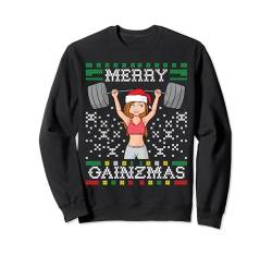 Merry Gainzmas Ugly Christmas Sweater Gym Miss Santa Claus Sweatshirt von BCC Santa's Christmas Shirts & Weihnachtsgeschenke