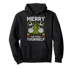 Merry Go F Yourself Mittelfinger GFY Ugly Christmas Sweater Pullover Hoodie von BCC Santa's Christmas Shirts & Weihnachtsgeschenke