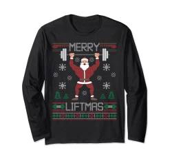 Merry Liftmas Ugly Christmas Sweater Santa Claus Gym Workout Langarmshirt von BCC Santa's Christmas Shirts & Weihnachtsgeschenke