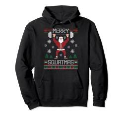 Merry Squatmas Ugly Christmas Sweater Fitness Santa Claus Pullover Hoodie von BCC Santa's Christmas Shirts & Weihnachtsgeschenke