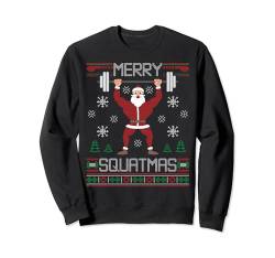 Merry Squatmas Ugly Christmas Sweater Gym Muscle Santa Claus Sweatshirt von BCC Santa's Christmas Shirts & Weihnachtsgeschenke