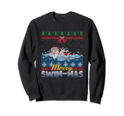 Merry Swim-Mas Weihnachtsmann Schwimmen Santa Ugly Sweater Sweatshirt von BCC Santa's Christmas Shirts & Weihnachtsgeschenke