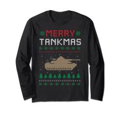 Merry Tankmas Battle Tank War Panzer Ugly Christmas Sweater Langarmshirt von BCC Santa's Christmas Shirts & Weihnachtsgeschenke