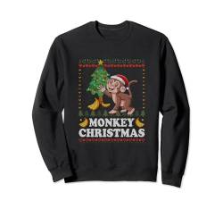 Monkey Christmas Affe Banane Ugly Christmas Sweater Sweatshirt von BCC Santa's Christmas Shirts & Weihnachtsgeschenke