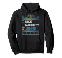 Nice Naughty Jewish Ugly Christmas Sweater Jüdisch Hanukkah Pullover Hoodie von BCC Santa's Christmas Shirts & Weihnachtsgeschenke