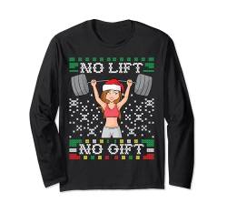 No Lift No Gift Ugly Christmas Sweater Gym Miss Santa Claus Langarmshirt von BCC Santa's Christmas Shirts & Weihnachtsgeschenke