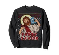 Party Savior Jesus Santa Claus Bier Ugly Christmas Sweater Sweatshirt von BCC Santa's Christmas Shirts & Weihnachtsgeschenke