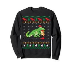 Santa T-Rex Isst Rentier Dinosaurier Ugly Christmas Sweater Sweatshirt von BCC Santa's Christmas Shirts & Weihnachtsgeschenke