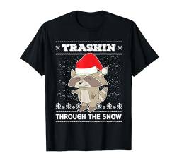 Trashin Through The Snow Raccoon Waschbär Santa Trash Panda T-Shirt von BCC Santa's Christmas Shirts & Weihnachtsgeschenke