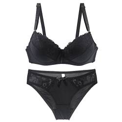 BCHRAYIUP Damen Sexy Bügel gepolsterter BH Plunge Volle Cup Dessous Höschen BH Set 95-AA von BCHRAYIUP