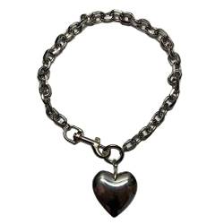 BCIOUS Coole Punk-Perlenkette für Damen und Mädchen, Herzform, Hip-Hop-Seilkette, Choker-Schmuck, Geschenk, Hip-Hop-Halskette von BCIOUS