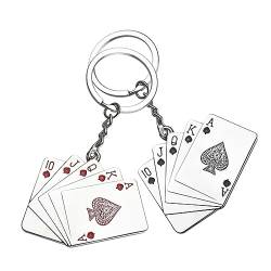 BCOATH Schlüsselanhänger 2 Stück Metall-Geldbörse Spielkarten Geldbörsen Legierung Dekorativer Pokerkarten-Anhänger Tasche Hängende Schlüsselringe von BCOATH
