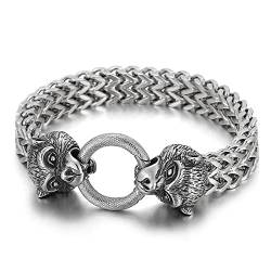 BCughia BFF Armbänder, Herren Armband Silber Anderer Kettentyp Federringverschluss Zodiac Monkey Double Woven Design 220x12mm Armband für Herren von BCughia