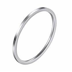 BCughia Edelstahlringe Eheringe, Ringe für Männer Vintage Silber Bands 1 mm Ring, Einfache Runde Form Versprechen Ring Geschenke Größe 62 (19.7) von BCughia