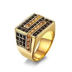 BCughia Ehering Edelstahl, Gold Ringe Hip Hop Nische Ringe Verlobung Engagement Männer Geschenke Größe 62(19.7) von BCughia