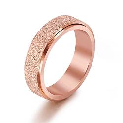 BCughia Eheringe Titan, Ringe für Frauen Modeschmuck Roségold Rotierender Mattring Breite 5,6 mm Hochzeit Ring Geschenke Größe 60 (19.1) von BCughia