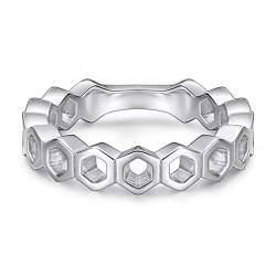 BCughia Eheringe Vintage, Eheringe für Frauen Sterlingsilber Hexagon-Design Hochzeit Ringe Damen Größe 60(19.1) von BCughia