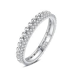 BCughia Engagement Ring, Verlobungsring 925 Silber Strass Silbernes mit Zweireihig Eingelegten Strasssteinen Hochzeit Ringe Damen Größe 52(16.6) von BCughia