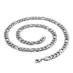 BCughia Männer Halskette Dicke Kette, Männer Halskette Kurz Silber Panzerkette Karabinerverschluss Edelstahl Einfache Kette 600x11mm Halskette von BCughia