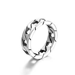 BCughia Punk Ringe, Ring Männer Rock Silber Titan Stahl Silberkettenring Breite 6,2 mm Vorschlag Ringe Geschenk Größe 57 (18.1) von BCughia