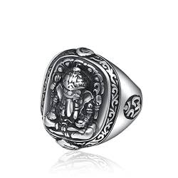 BCughia Ring 925, Mens Rings Silber Ring Schmuck Ganesha Jubiläum Pärchen Geschenke für Herren Größe 60(19.1) von BCughia