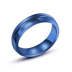 BCughia Ring Schmuck Titan, Ringe Herren Rocker Blau Blauer Glatter Ring Breit 5mm Valentinstag Eheringe Geschenk Größe 60 (19.1) von BCughia