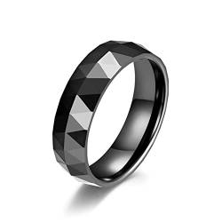 BCughia Ring Schmuck Vintage, Vintage Ringe Schwarz Keramik Abgeschrägtes Diamantdesign Versprechen Ringe Herren Größe 60(19.1) von BCughia